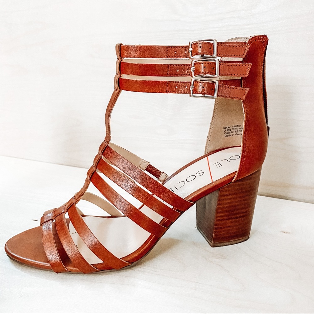 🌿SOLE SOCIETY ELISE LEATHER SANDALS strap 8.5 EUC